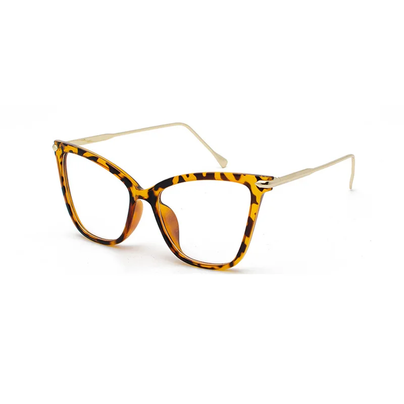 Zilead женские негабаритные очки в форме "кошачий глаз" оправа металлическая оптическая Sepectacles простые очки для мужчин и женщин - Цвет оправы: leopard