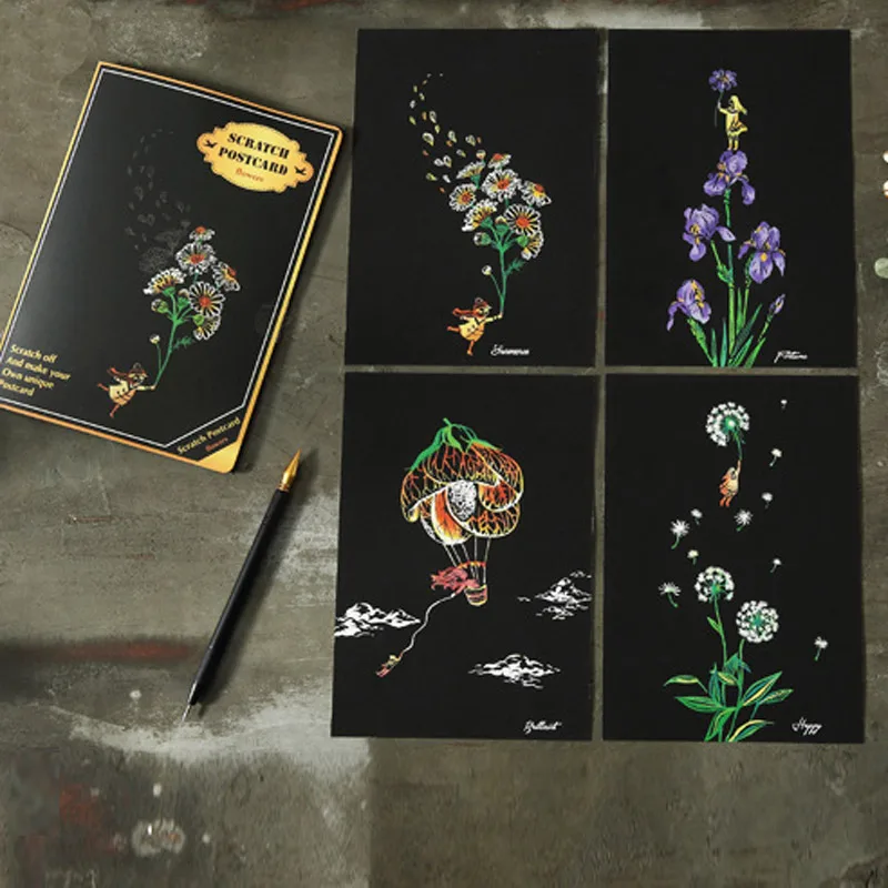 4Pcs/set Magic Colorful Drawing Board Paper Painting Scraping Children Kids learning Education Toys Painting Doodle Scratch Toys 9