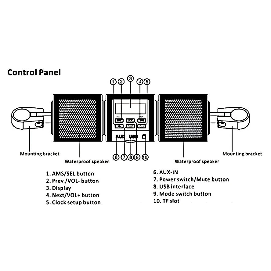 Руль Bluetooth мотоцикл стерео динамик аудио система Mp3 Atv Utv 4 Wheeler