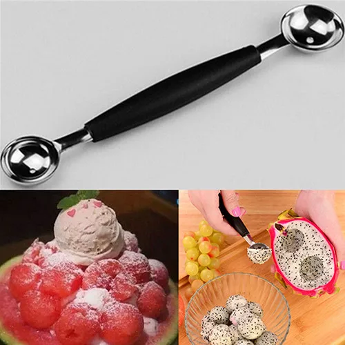 Новинка, двухконцевая ложка для мороженого из нержавеющей стали, ложка для фруктов, кухонный инструмент