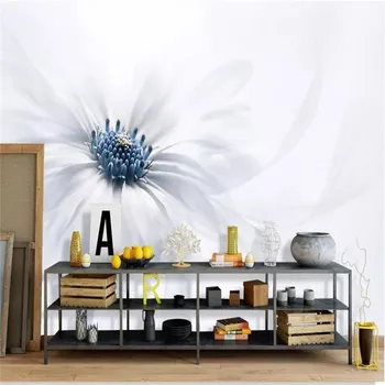 

Custom wallpaper fashion simple Nordic background flower white background wall decoration silk waterproof material