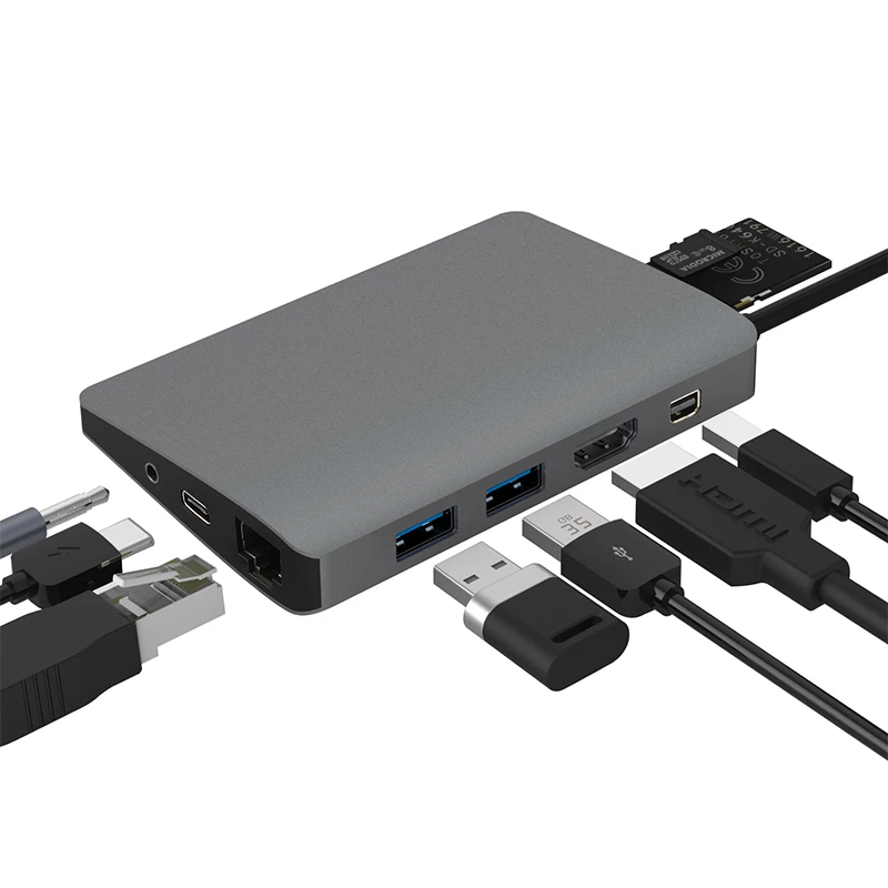 Best Price OLOEY 9 in 1 USB3.1 Hub Multifunction -C with Type- 4K Video HDMI Gigabit Ethernet Adapter 3.0 Type HUB