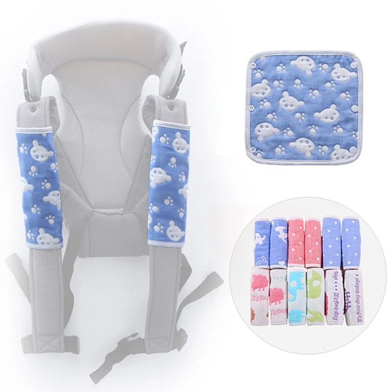 

2pcs/Set Baby Bibs 6 Layers Cartoon Print Infant Bibs Toddler Burp Cloth Outdoor Carrier Cotton Towel Burp Cloth Saliva Towel