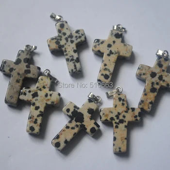 

50 Pieces/Lot,Nature Spot Jasperr Stone Pendant,Size: 18x25mm,Cross Pendant
