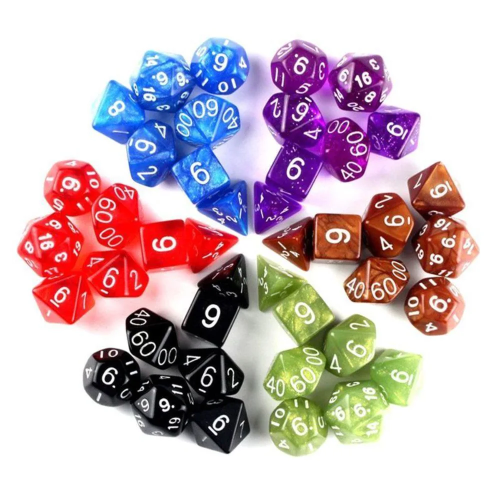7Pcs D4-D20 Clear Polyhedral Dice Set With Bag For DND RPG Role Playing Game Kit