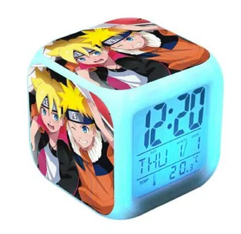 

Naruto Action Figure LED 7 Color Flash Light Changing Night Light PVC Alarm Clock Kurama Hinata Sasuke Japan Anime Cartoon Toys