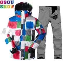 GSOU Снежный бренд зимний лыжный костюм Мужская лыжная куртка Сноубординг брюки мужские лыжные комплекты Сноуборд водонепроницаемая Спортивная одежда для улицы
