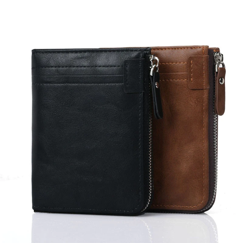 

Brand New Men Leather Wallet carteira masculina Zipper Design Short Coin Purse Small Wallet Men's PU Leather Wallet
