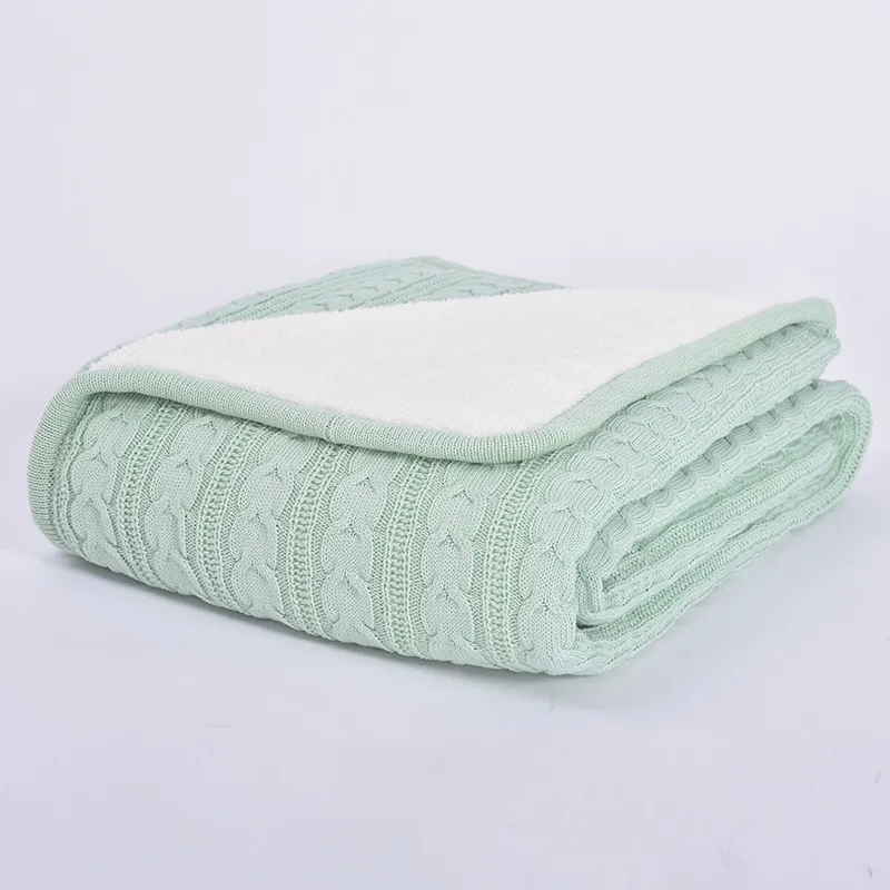 New arrival cotton fashion high quality knitted blanket with soft wool for sofa/bed/home beige/red/green/brown/gray color