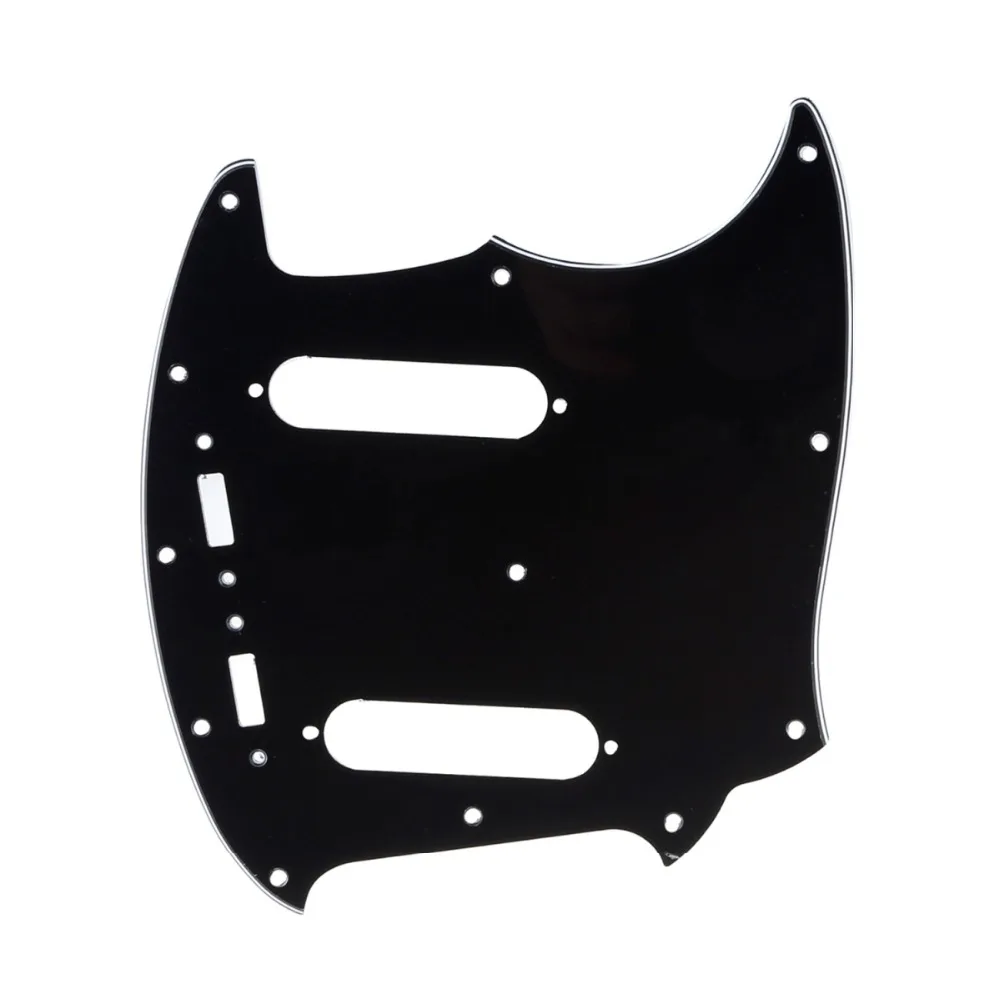 Musiclily Pro 12-Hole Chitarra Pickguard Per Fender Americano Mustang, 3Ply Nero