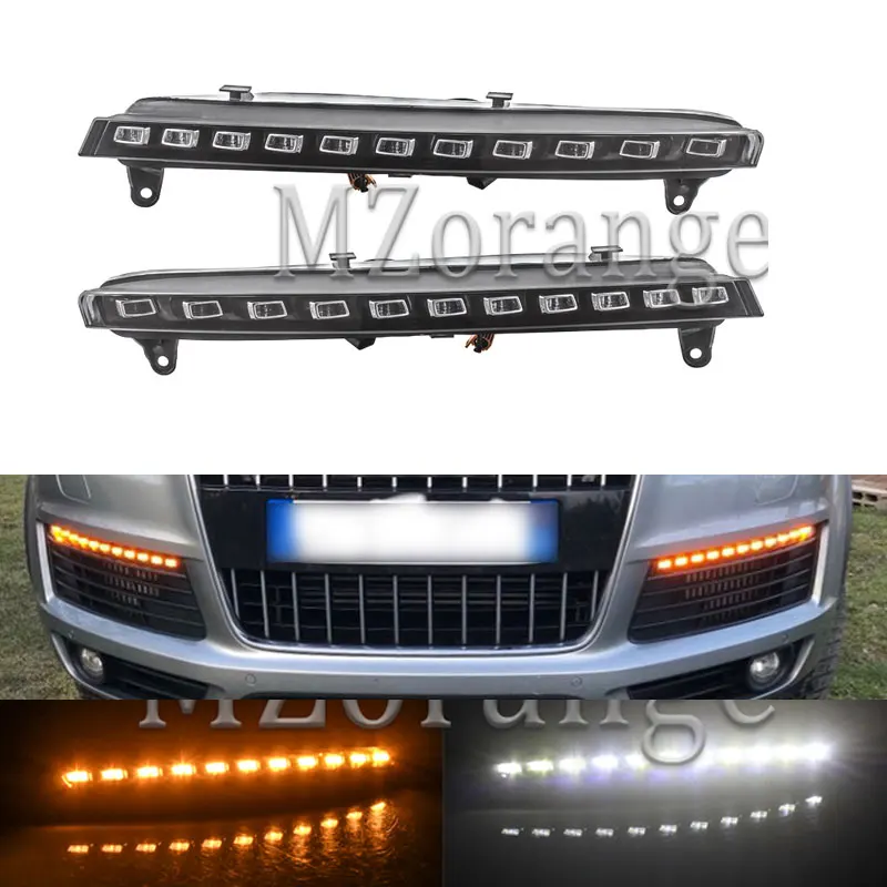 

1 Pair Daytime Running Lights for Audi Q7 2006-2009 White Yellow LED Turn Signal Function Car DRL Waterproof 12V Fog Lamps Bulb