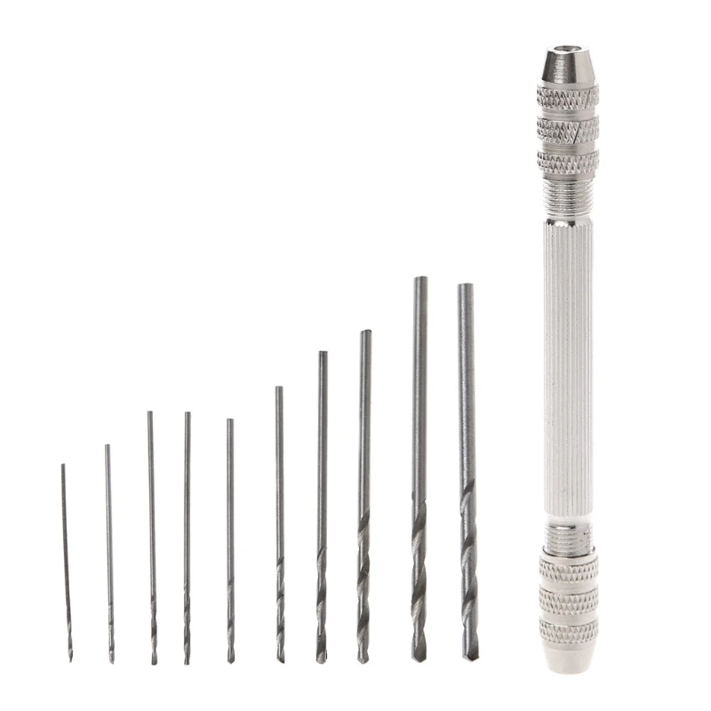 

11 in 1 Micro HSS Twist Drill Bit 0.5-3.2mm Mini Manual Hand Drill Chuck Micro Drill Bit Wood Metal Plastic Drilling Power Tool