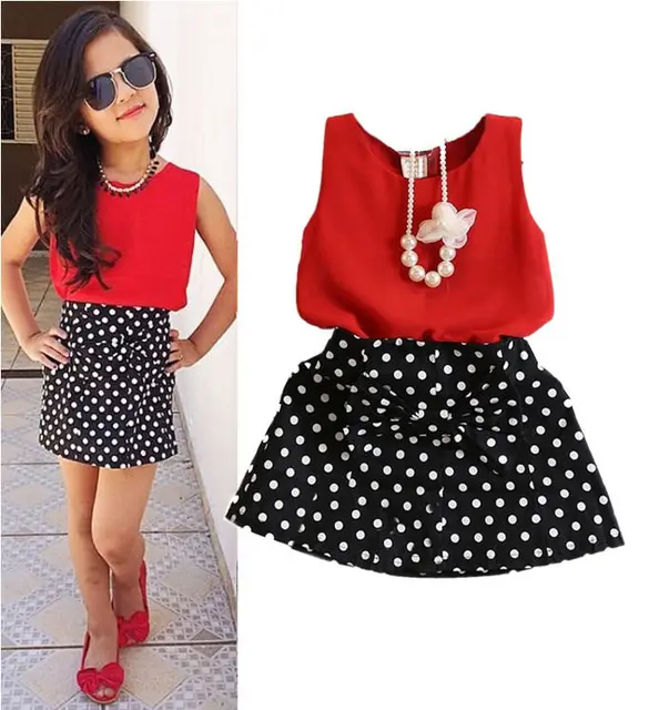 New Pretty Children S Kids Clothing Summer Dress Outfits Chiffon New Pretty Children S Kids Clothing Summer Dress Outfits Chiffon Tops Dot Bowknot Mini Fashion