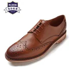 Натуральная кожа резные bullock мужские туфли в британском стиле Повседневная обувь ручной работы Мужская дышащая весна-осень все матч