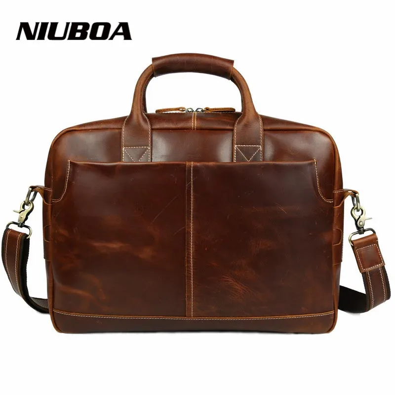 

New Fashion Genuine Leather Men Briefcase Natural Cowhide Men's Messenger Bags 15" Laptop Business Bag Luxury Level Handbags