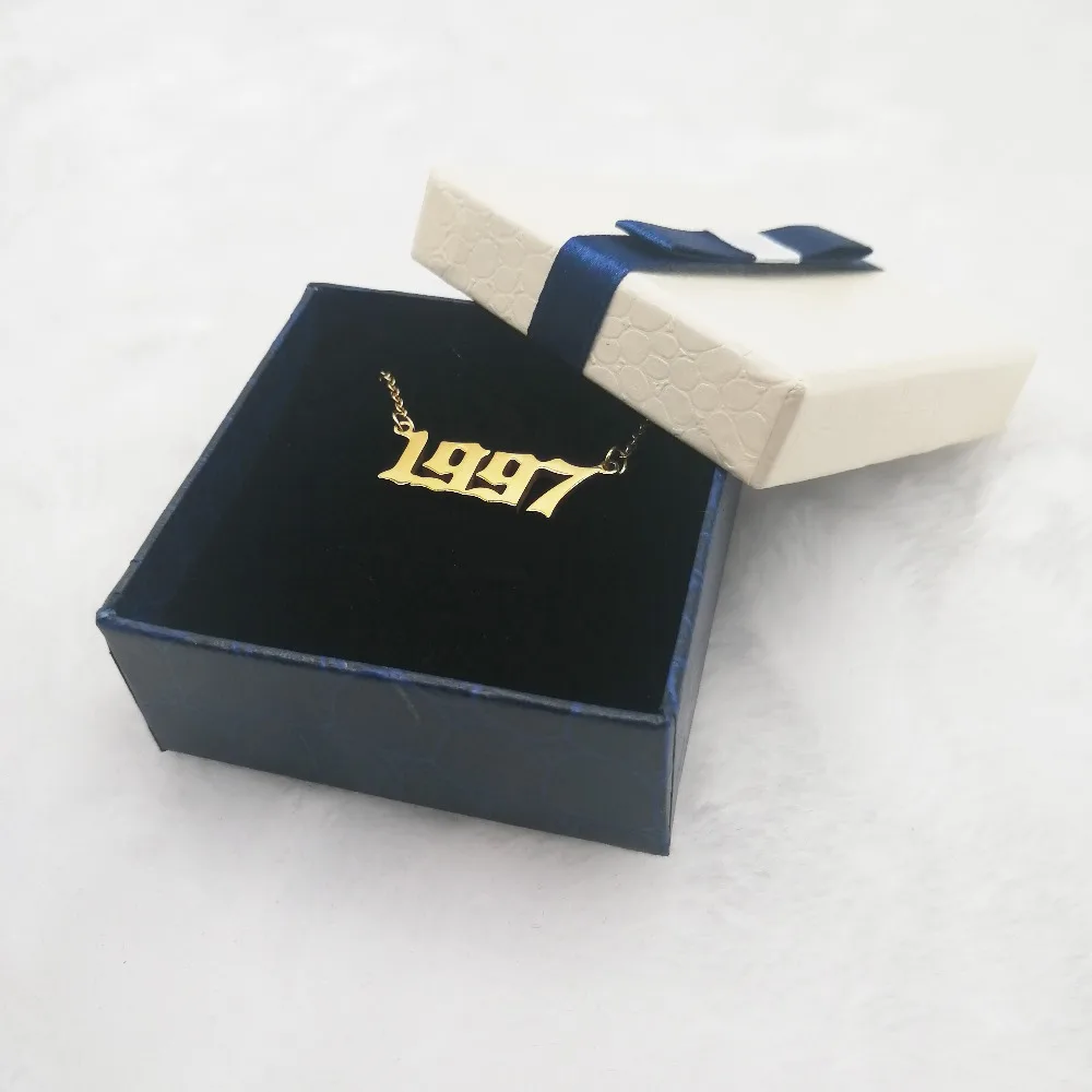 

Custom Year Number Necklaces for Women 1997 1998 1999 2000 from 1980 to 2019 Birthday Year Gift Box Package Personalized Jewelry