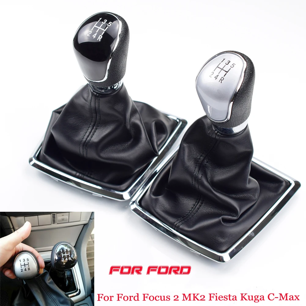 

ABS Gear Shift Knob Lever HeadBall With Dust-proof Cover For Ford Focus2 MK2 2005-2008 For Kuga Fiesta 2008-2012 For 5/6 Speed
