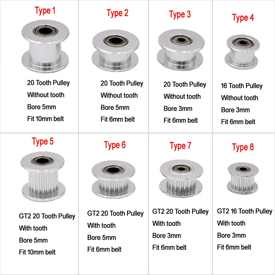 GT2 Idler Timing Pulley 16-tooth 20-Teeth with 3mm or 5mm Bore with Bearings for 3D Printer Parts Timing Belt 6mm 10mm image 2