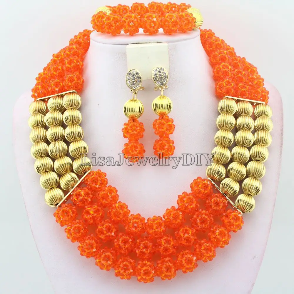  2019 nouvelles perles mariage nigérian mariée fête africaine perles boules ensembles de bijoux perl