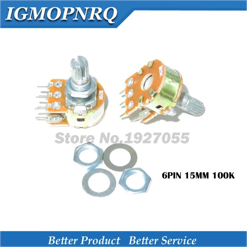 

5pcs WH148 6PIN 100k Dual Stereo Potentiometer B100k Ohm shaft 15mm Pot 1M Ohm new