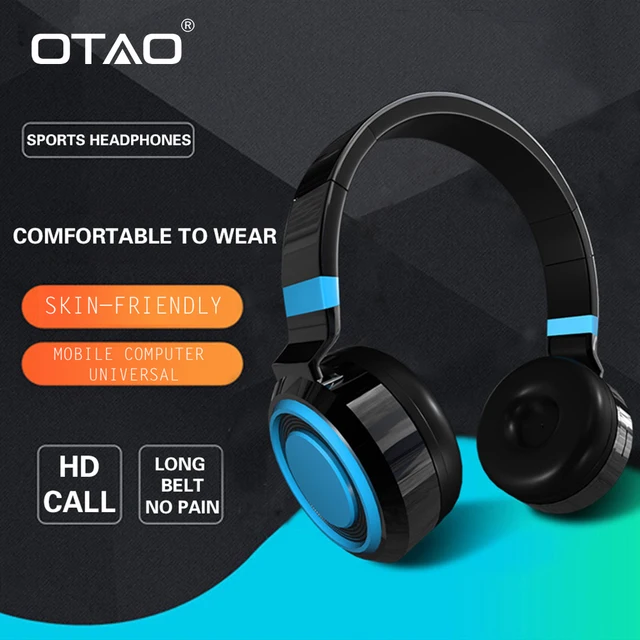 OTAO Wireless Bluetooth 4.2 Headphones Foldable Sport Earphone With Microphone HD Stereo Wired Headset For Mobile Phone For PC