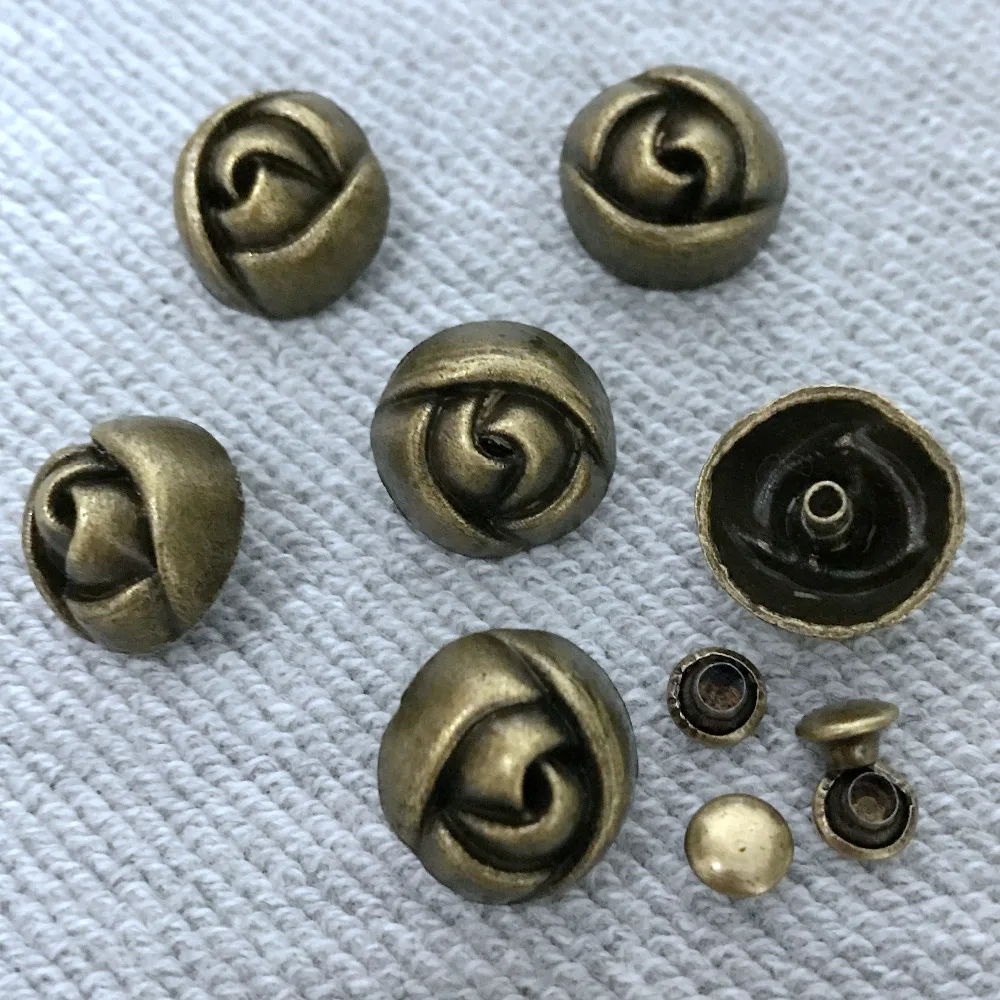 New 50PCS 15MM Bronze Rose Flower Rivet Punk Spike Flower Rose Studs