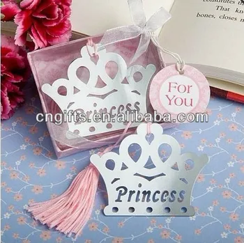 

100pcs/lot Creative stainless steel bookmarks Prince Crown Bookmark+ baby shower party favors gifts wedding gift