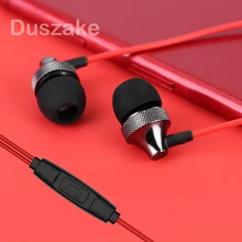 Duszake металлические наушники в ухо проводные наушники 3,5 мм тяжелый бас звук Спортивная гарнитура для iPhone Xiaomi наушники для телефона с микрофоном