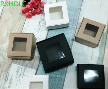 

Kraft Paper Box With PVC Window for Jewelry Package Handmade Soap Box 200pcs/lot