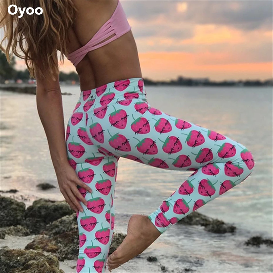 Prix pour Oyoo Drôle Fraise imprimé athletic yoga leggings femmes courir sport collants filles bébé bleu ananas fitness legging Prix pour Oyoo Drôle Fraise imprimé athletic yoga leggings femmes courir sport collants filles bébé bleu ananas fitness legging