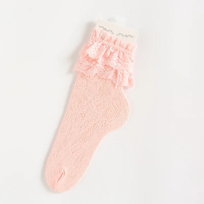 [WPLOIKJD]Transparent Female Elasticity Casual Lady Hollow Out Socks Princess Lace Silk Cute Socks Women Sweet Heap Heap Sokken - Цвет: Pink Socks