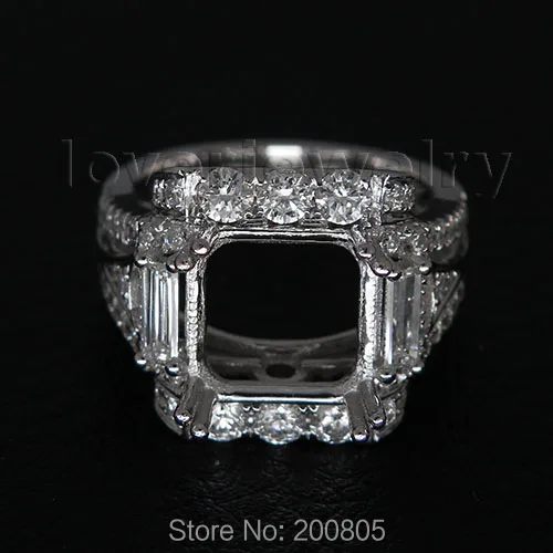 

Vintage Princess 9x9mm Solid 18Kt White Gold Diamond Semi Mount Ring For Sale WU204