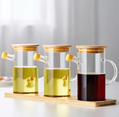 Стеклянная бутылка для масла, японская Герметичная Бутылка для масла, кухонная бытовая масляная емкость, креативный уксус, соевый соус, бутылка - Цвет: 4 piece set