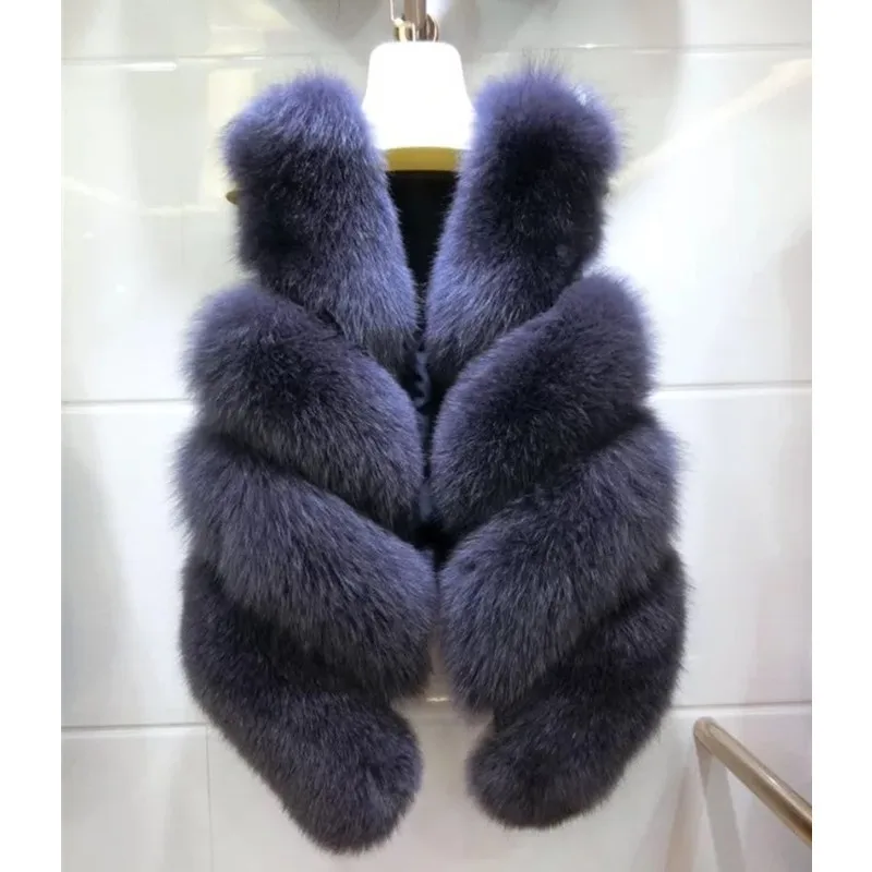 

Solid Color Real Imported Fox Fur Waistcoat Women Female Whole Fur Outerwear Vest Coat Short Paragraph Autumn Winter