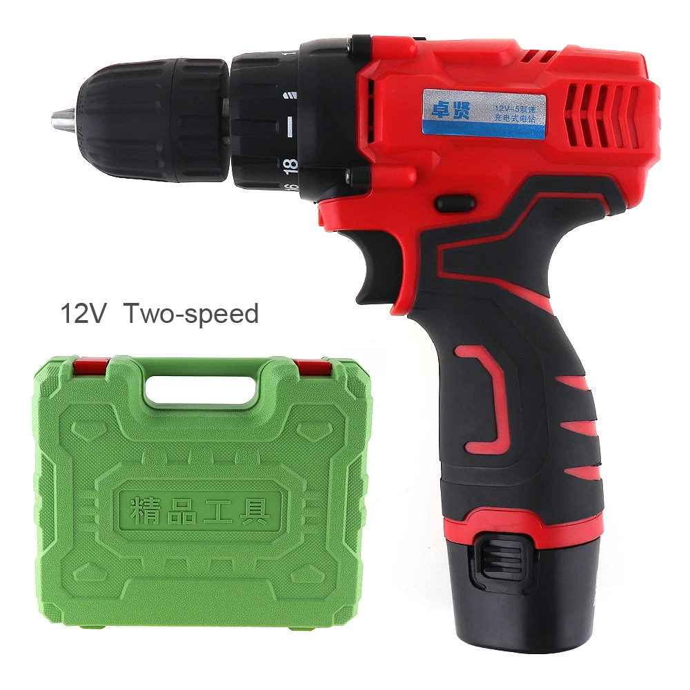 

12V Cordless Electric Drill Tool Box with Rotation Adjustment Switch and Two-speed for Handling Screws / Punching