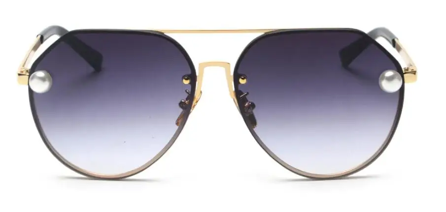 Женские Модные Винтажные Солнцезащитные Очки Пилот брендовые дизайнерские металлические роскошные солнцезащитные очки женские жемчужные градиентные коричневые очки - Цвет линз: C48 gray
