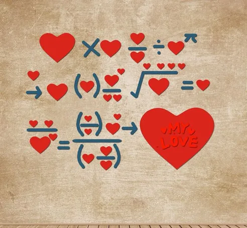 ศิลปะคณิตศาสตร์รักแก้ไขรุ่นไวนิลพื้นหลังการถ่ายภาพดิจิตอล