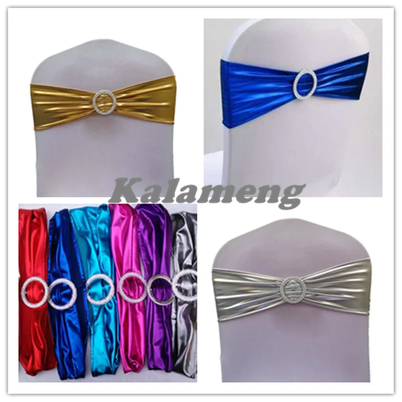 

EXPRESS FREE 100PCS METALLIC SHINY SPANDEX CHAIR BAND WITH BUCKLE FOR WEDDING CHAIR COVERS--POPULAR CHAIR SASHES CR-902