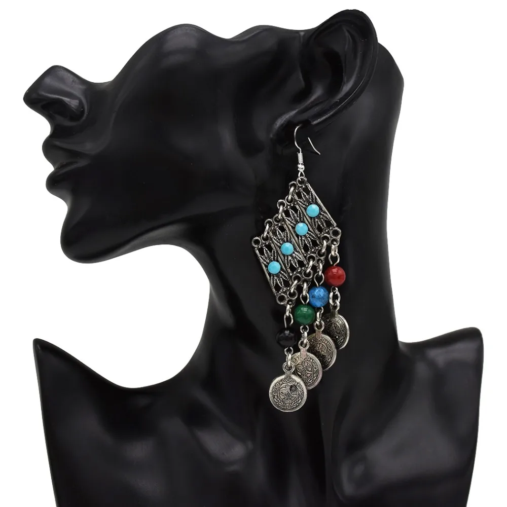 Цыганский турецкий индийский Серебрянное колье, чокер, монеты, кисточки, висячие серьги, браслет, талия, цепочка для живота
