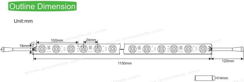 SMD 5050 48leds UCS1903 программируемый 16 pxiel цифровой светодиодный бар, алюминий rgb светодиодные панели с объективом