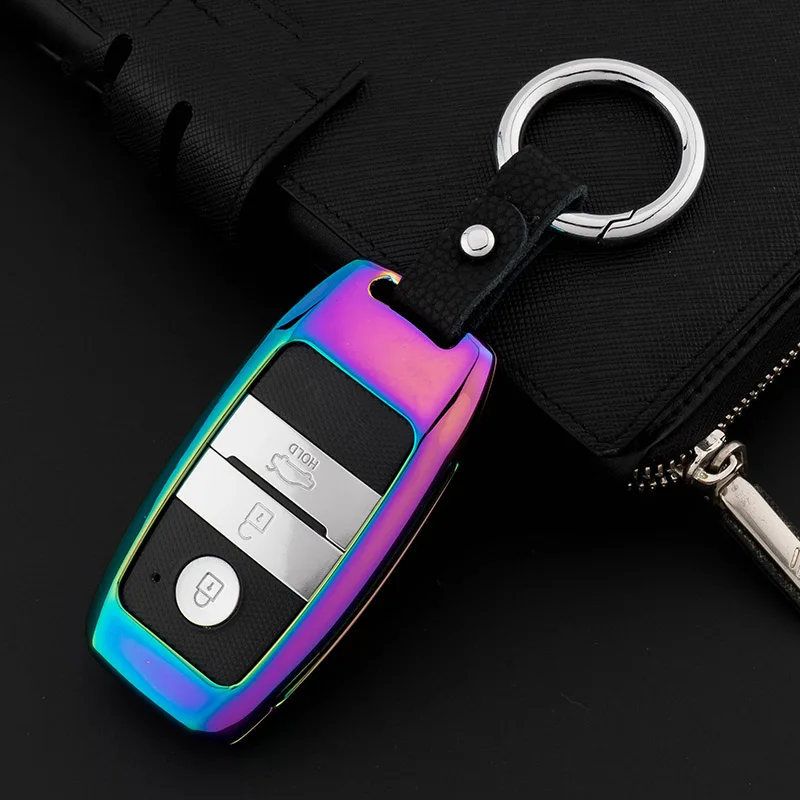Чехол из цинкового сплава для автомобильного ключа для Kia Rio K2 Sportage Ceed Optima K5 Cerato K3 K4 Sorento Carens чехол для автомобильного ключа - Название цвета: A  Multicolor
