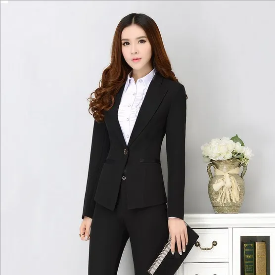 Office Uniform Designs Women Two Piece Pants Suits Work Womens Business Suits Set Female Formal Suits