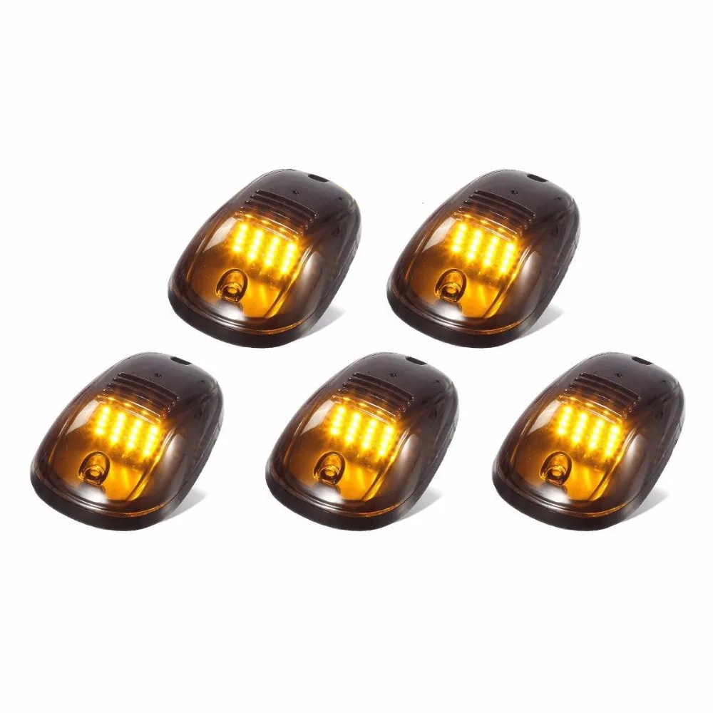 

5pcs Smoekd Amber Univerasl LED Cab Roof Top Marker Running Lights For Jeep Truck Car SUV 4x4 03-16 Dodge W
