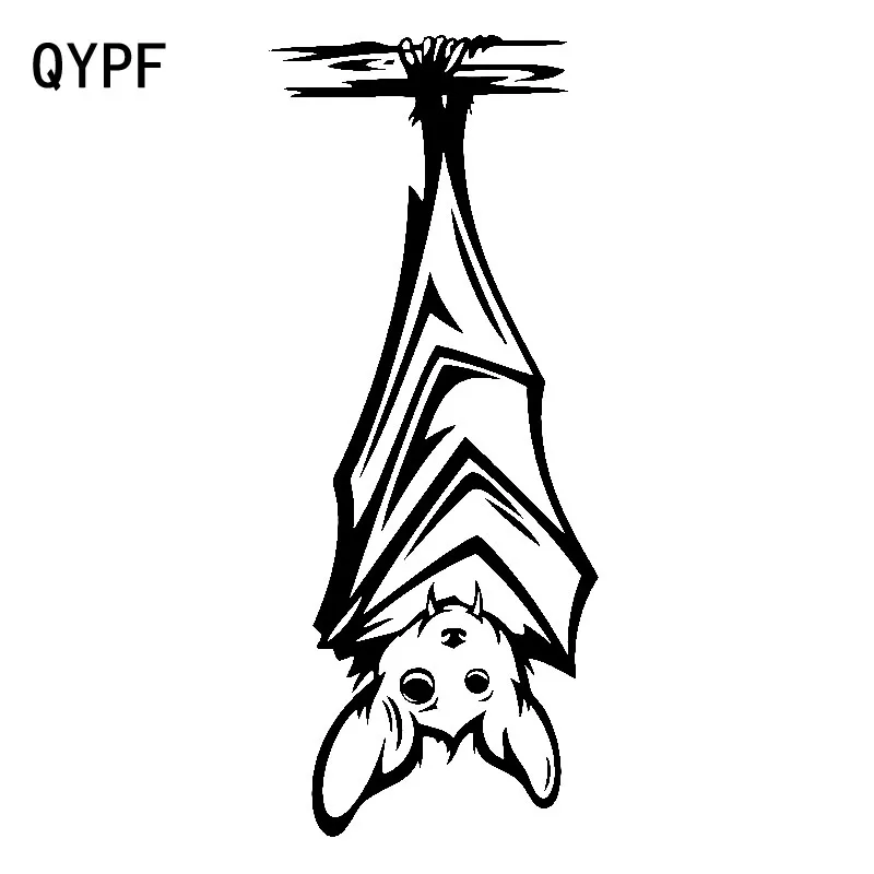 QYPF 7.6cm*18.4cm Interesting Upside Down Halloween Bat Vinyl Car Sticker Beautiful Decal Diverse Pattern C18-0805 | Автомобили и