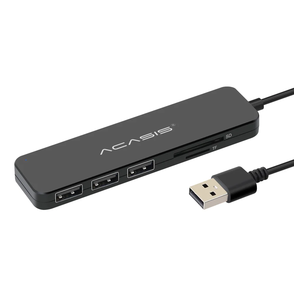 Acasis тонкий высокая Скорость USB 2,0 3,0 концентратор Card reader внешний 4 Порты и разъёмы Usb разветвитель с ноутбук 4 Порты Адаптер hub карты Рид - Цвет: 2.0 hubTF SD 20cm