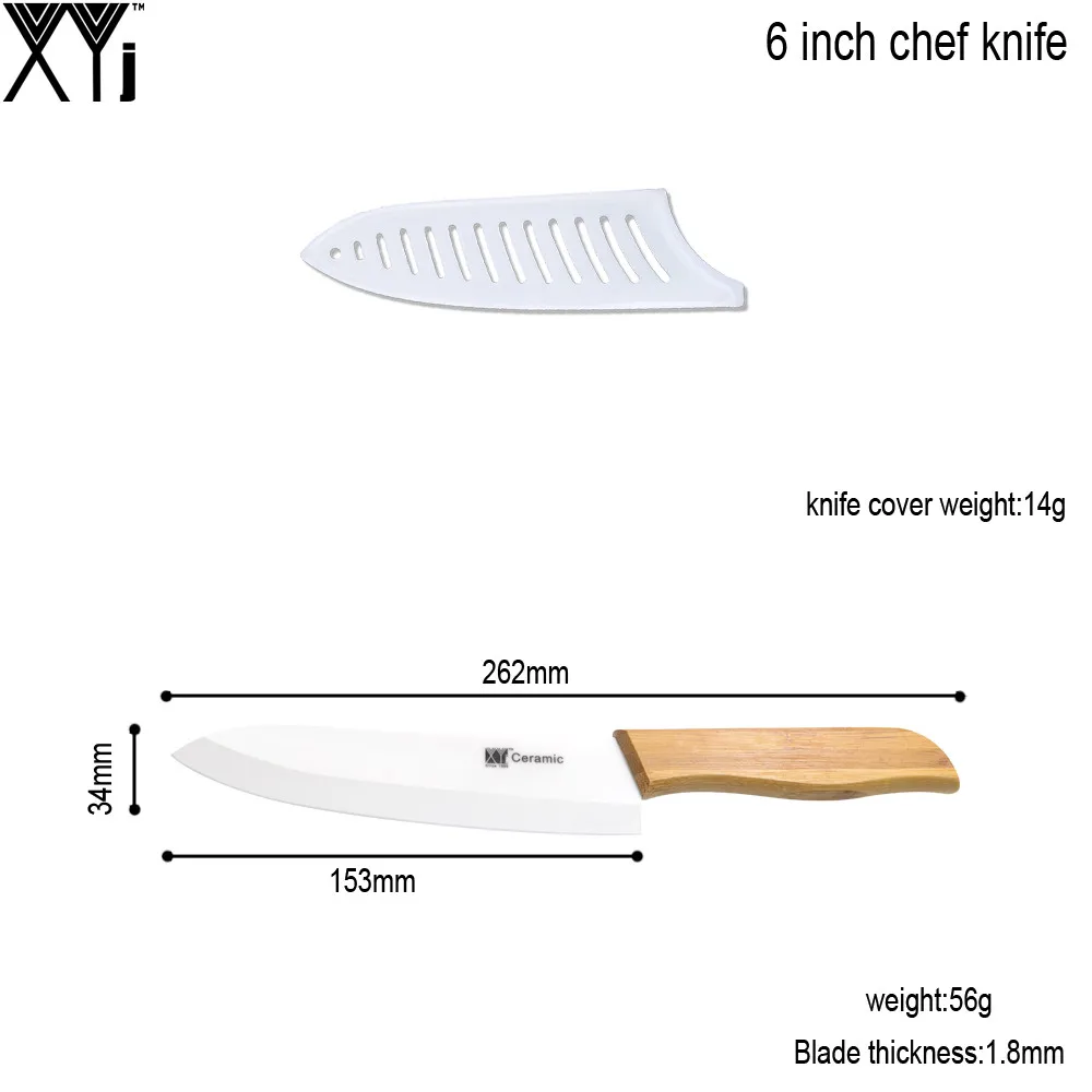 4 дюймов Утилита 6 дюймов Керамический нож шеф-повара XYJ абсолютно бамбуковая ручка острый нож+ две крышки 2 шт. набор кухонных инструментов