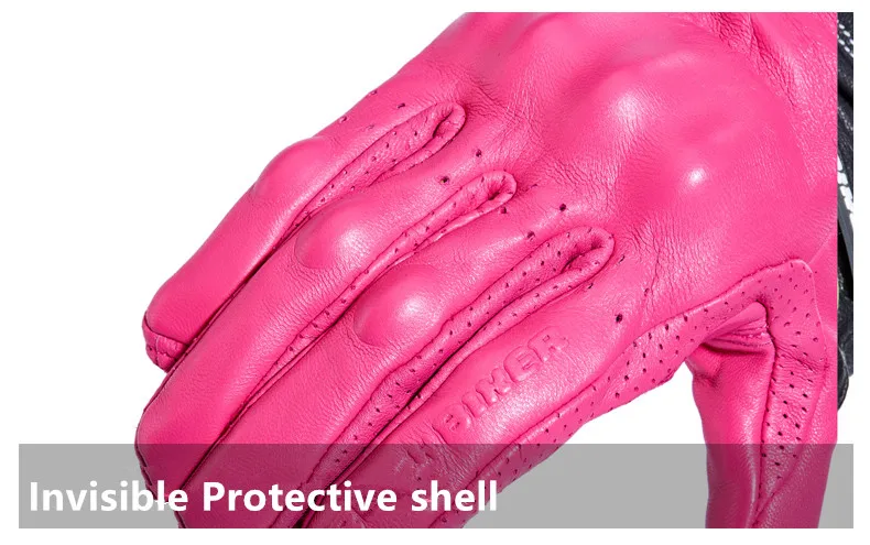 Рок Байкер летние женские мужские розовые кожаные мотоциклетные перчатки полный палец Спорт на открытом воздухе Велоспорт перчатки для мотокросса Guantes de Moto