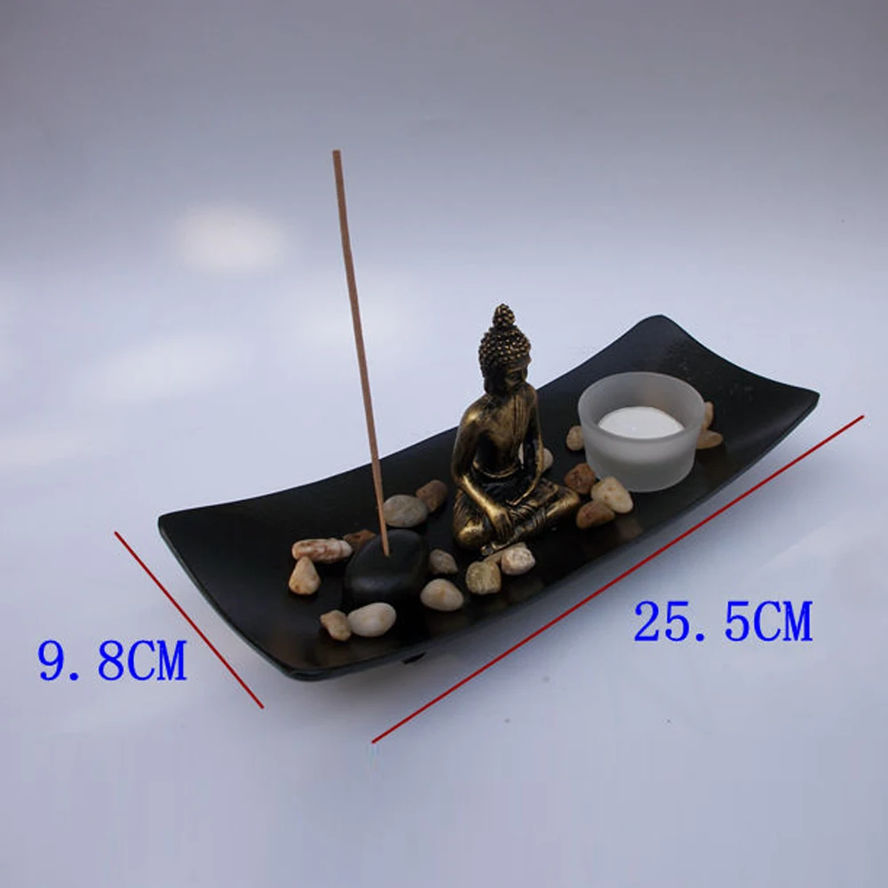 

Fashion Resin Buddha Figure Ornament Joss-stick Candle Holder Stone Sand Sets