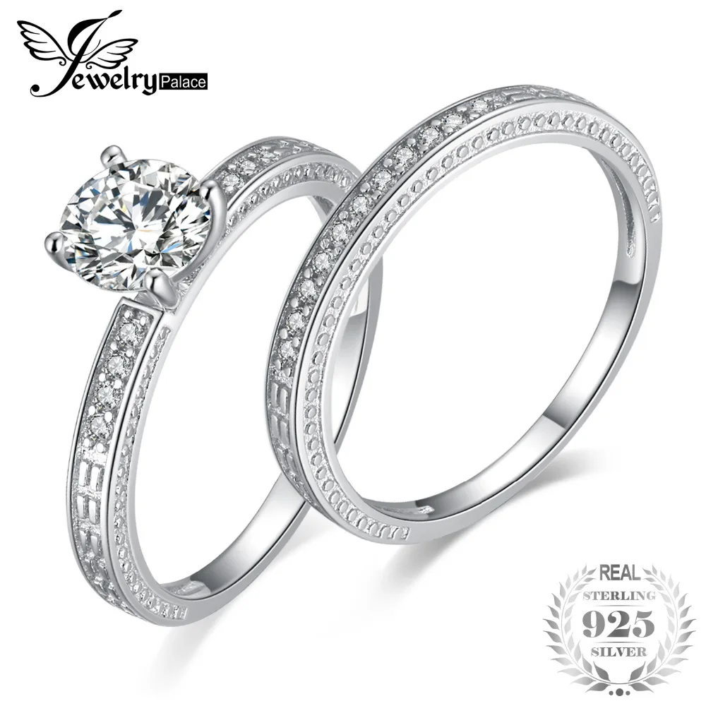 

100% 925 Sterling Silver 1.3 ct Vintage CZ Anniversary Engagement Ring Bridal Sets Wedding Band Fine Jewelry Gift for Women