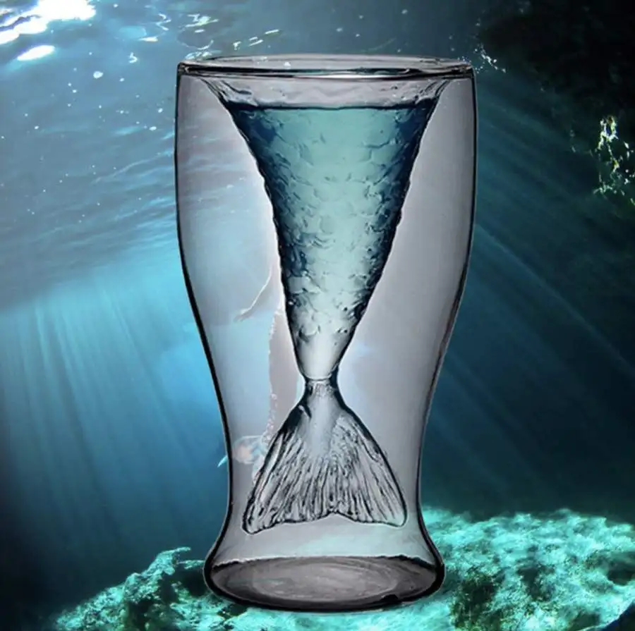 MERMAID TAIL GLASS Стеклянный Череп дизайн 16 унций с ручкой бутылки - Цвет: MERMAID TAIL GLASS